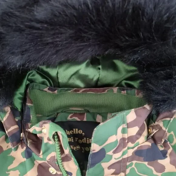 Mini Rodini K2 Camo Parka Green kids/girls/boys - Jacket size -92/98 (2T) NNT